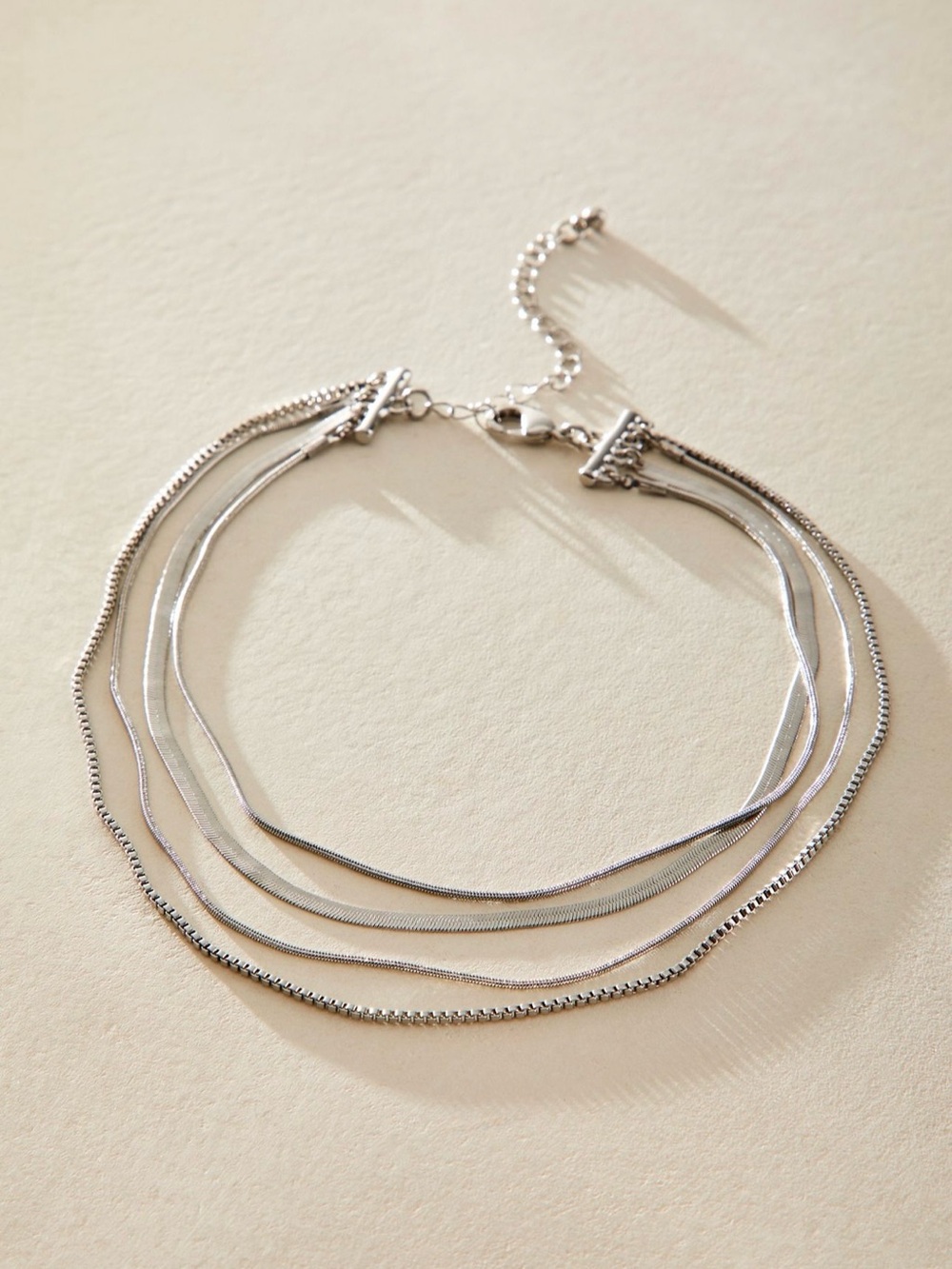 Free People Silver Multi-Layer Chain Necklace